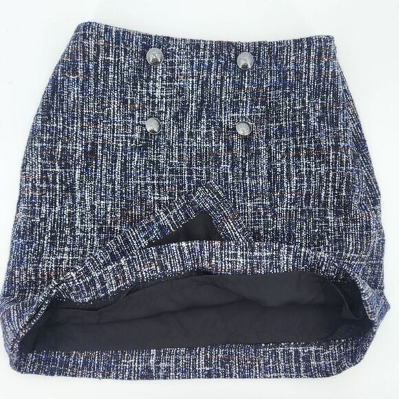 Loft Petites Tweed Wool Mini Wrap Skirt Women Size 2P Retro Glam Office Academia - Picture 9 of 10